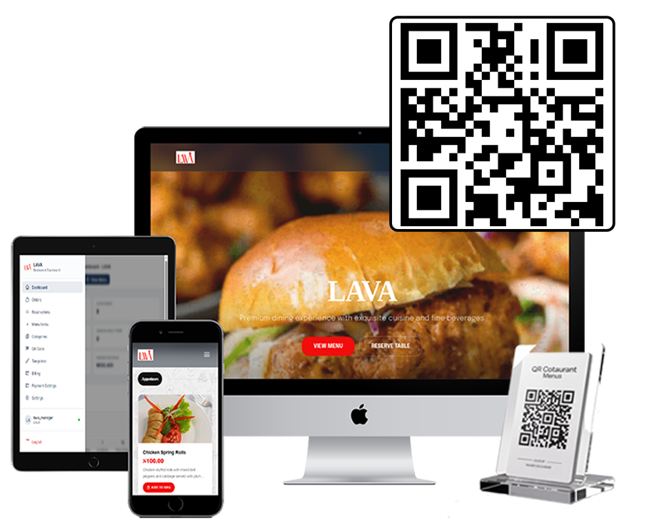 Digital menu on multiple devices